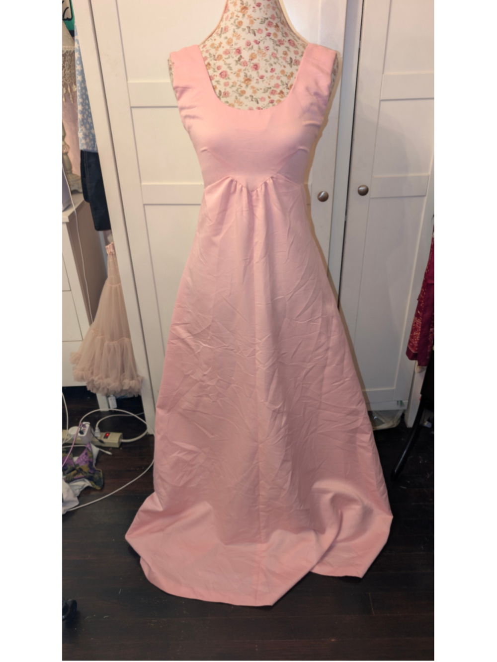 Vintage 70s Pink Maxi Dress Size S